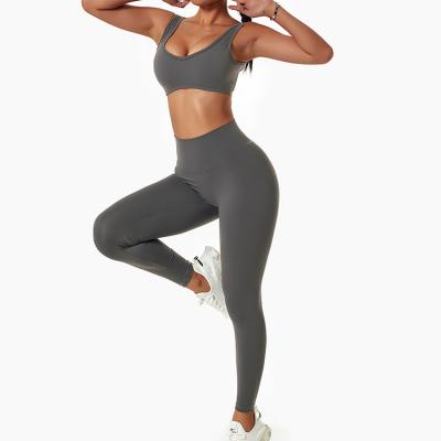 V Neck Bra and High Rise Leggings Set