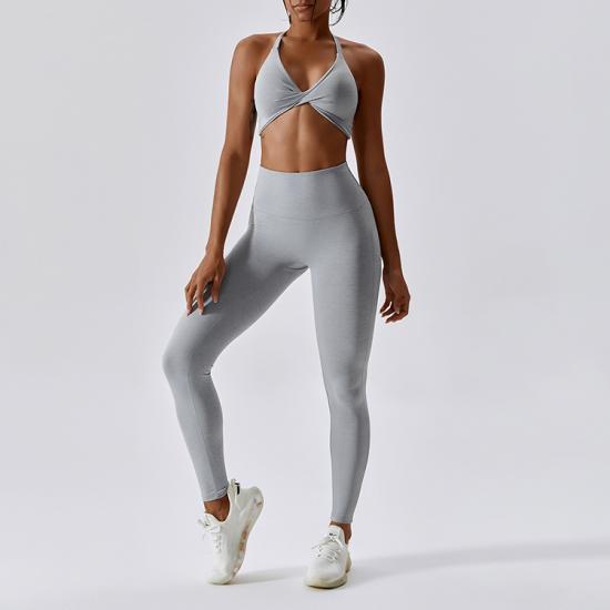 Twist Top Tight Pants Yoga Gym Set